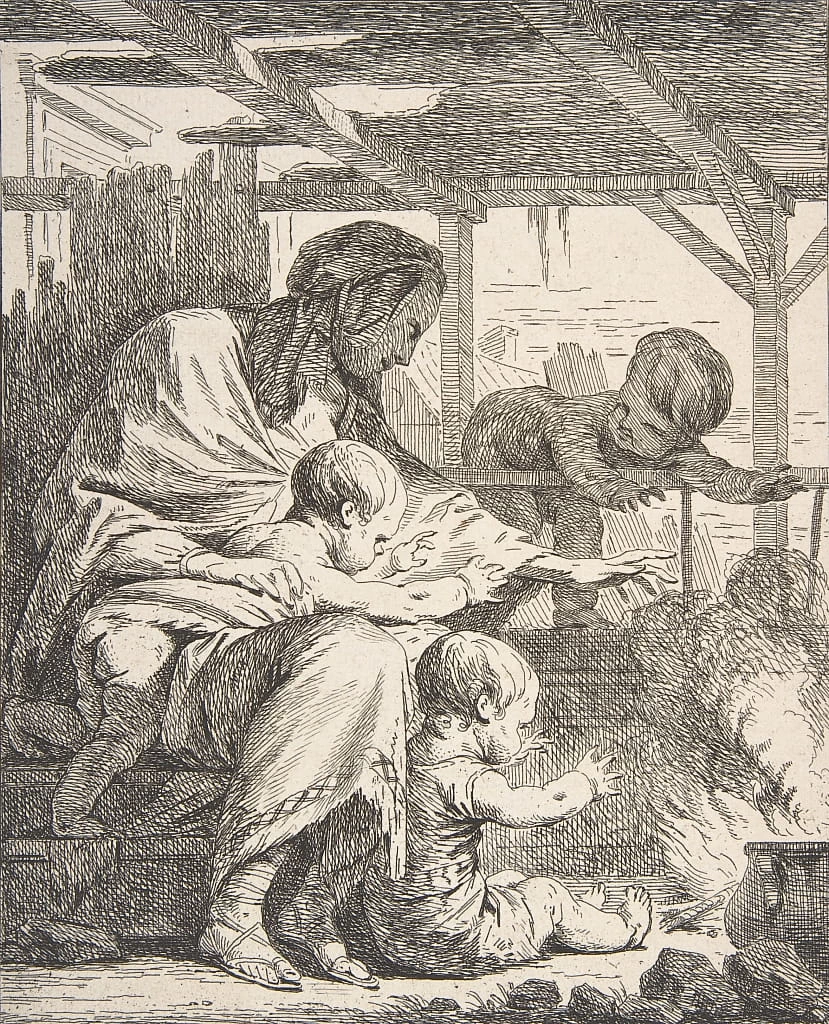 Hallè Noël - Famiglia che si scalda le mani al fuoco16, Famiglia che si scalda le mani al fuoco